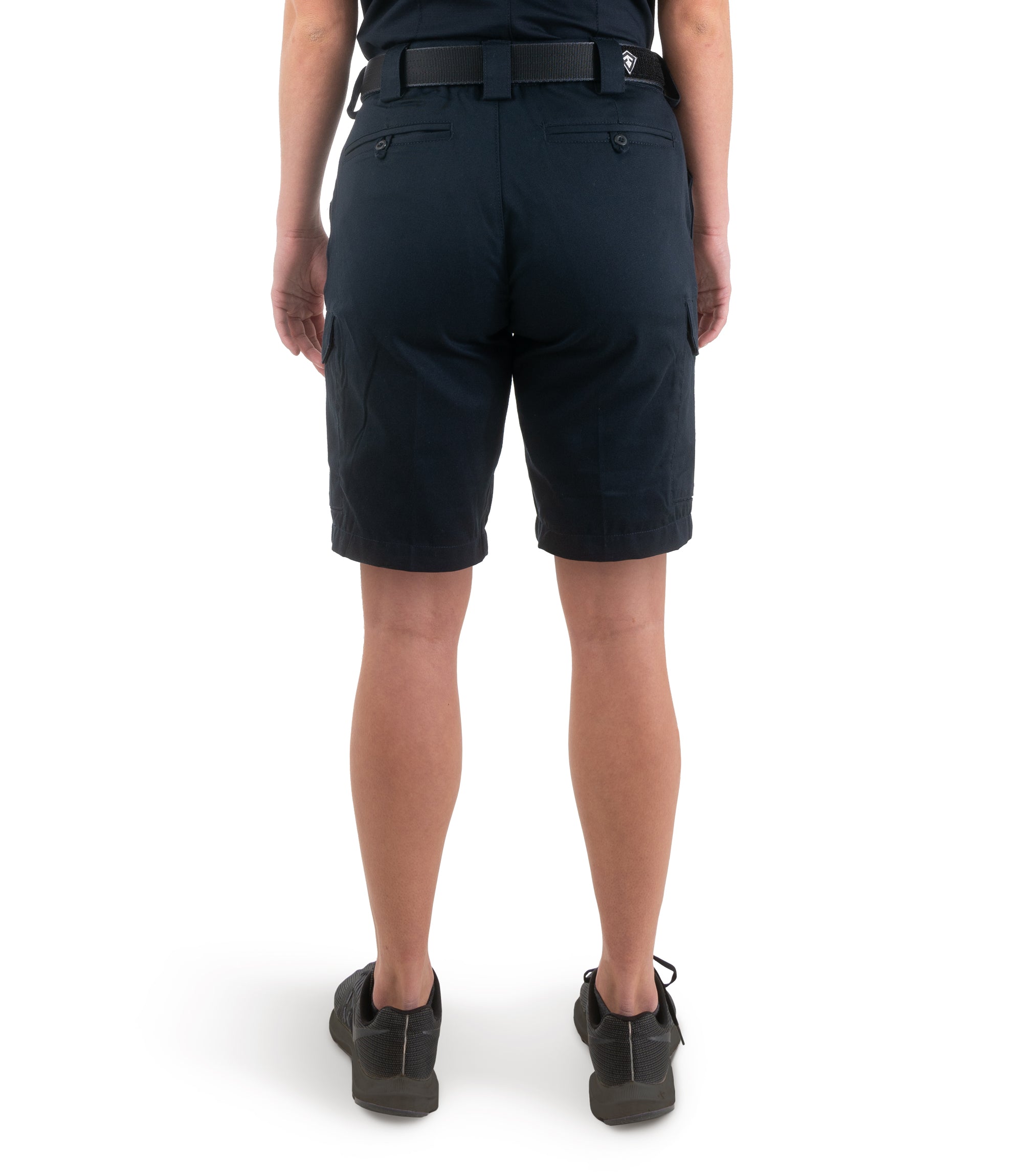 Back view of omen's Cotton Station Cargo Short in Midnight Navy |color_midnight navy