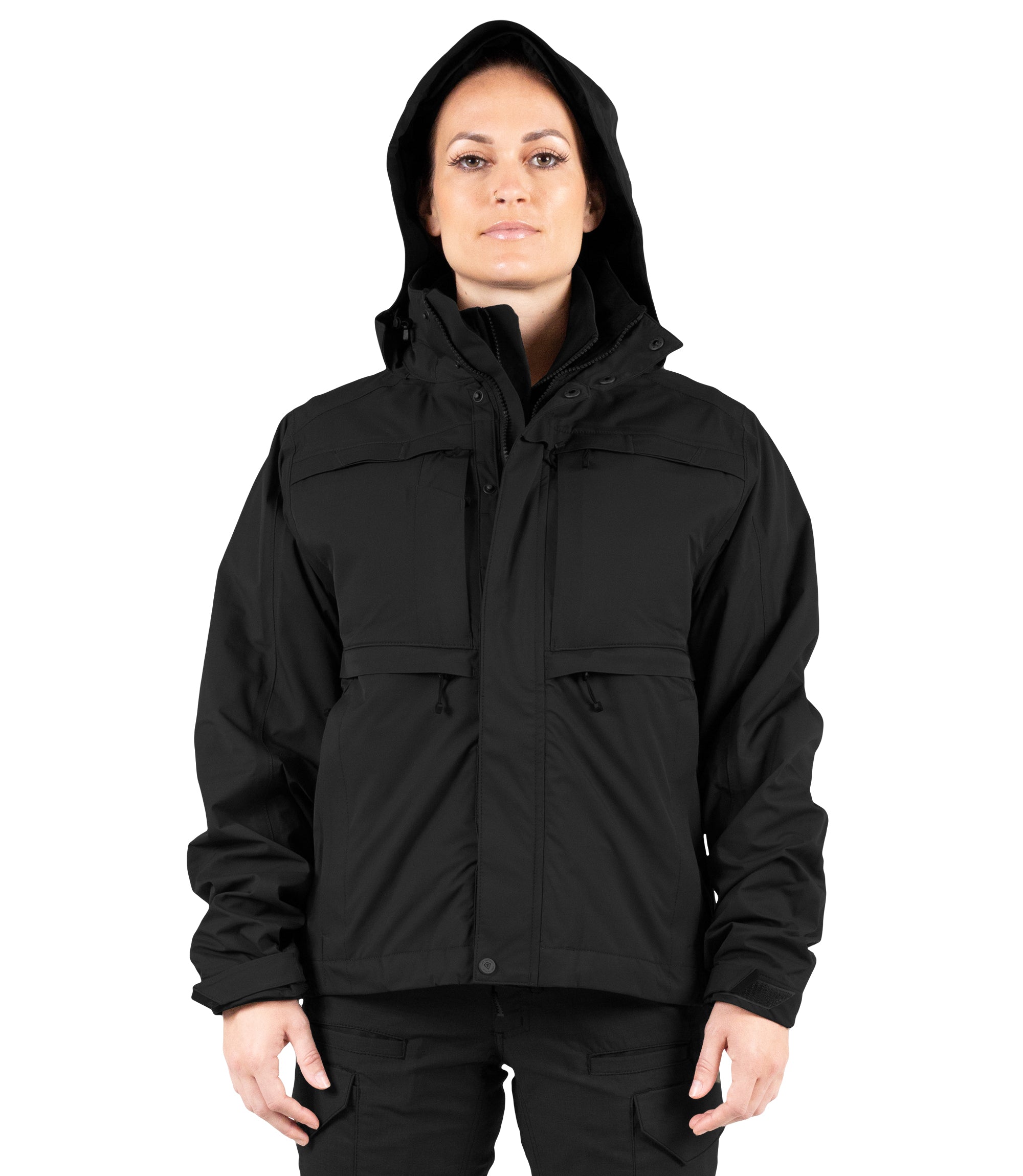 Hood Up for Women’s Tactix 3-In-1 System Jacket in Black|color_black