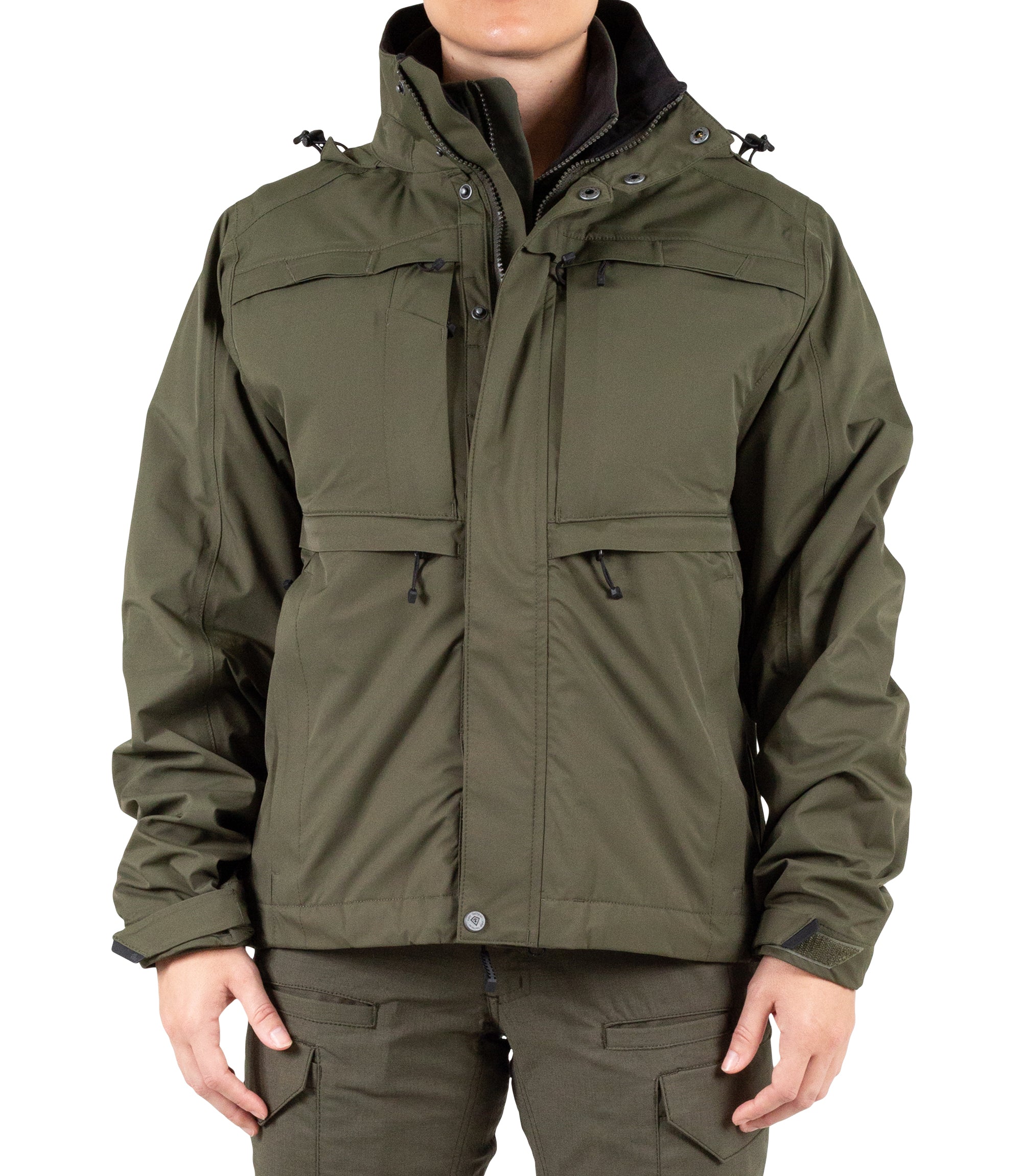 Front view of Women’s Tactix 3-In-1 System Jacket in OD Green|color_od green