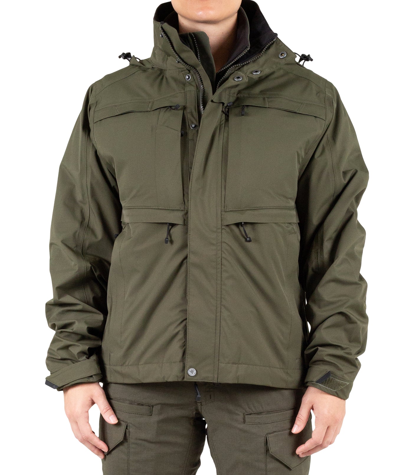 Front of Women’s Tactix System Jacket in OD Green