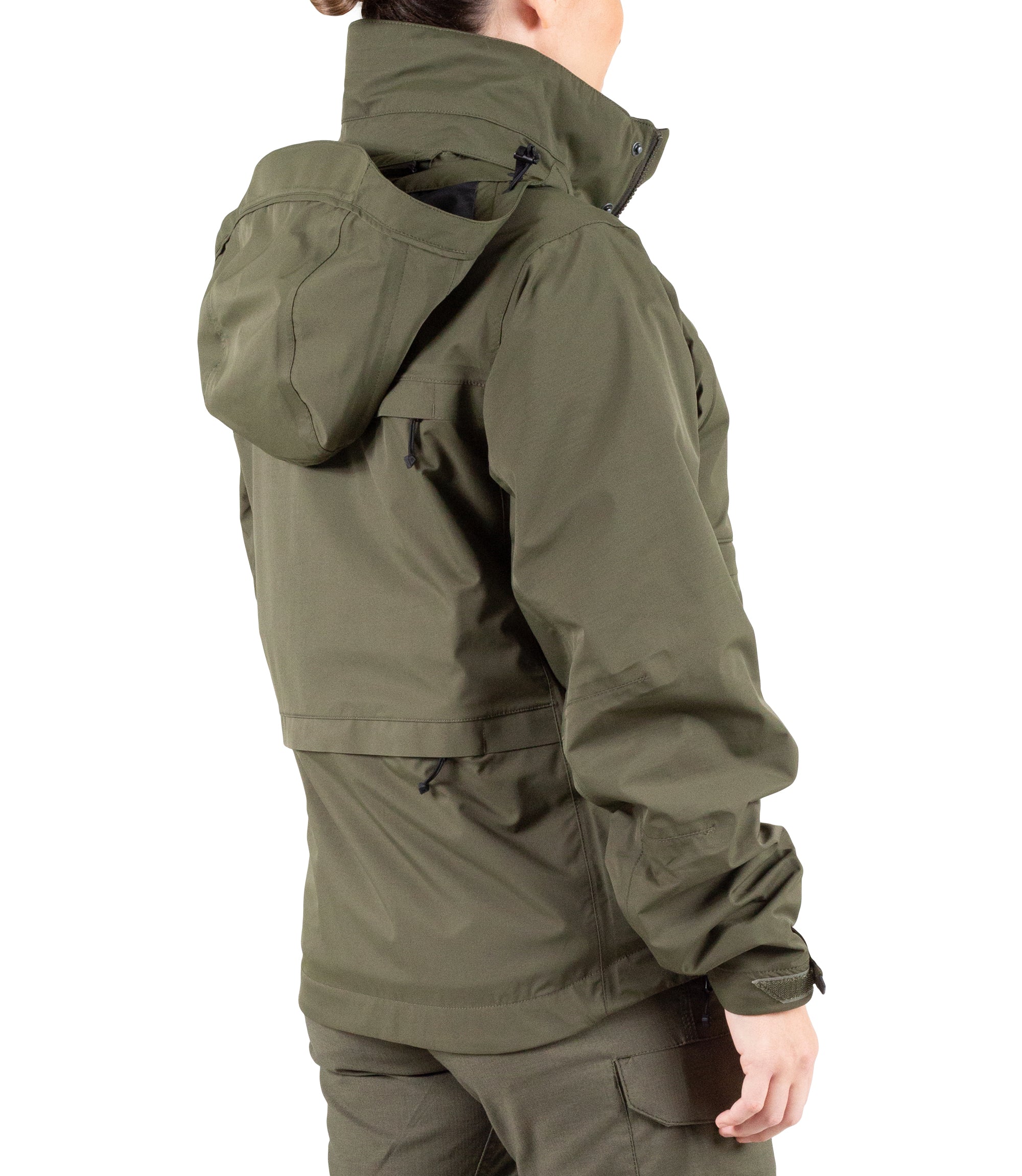 Right back side view of Women’s Tactix 3-In-1 System Jacket in OD Green|color_od green