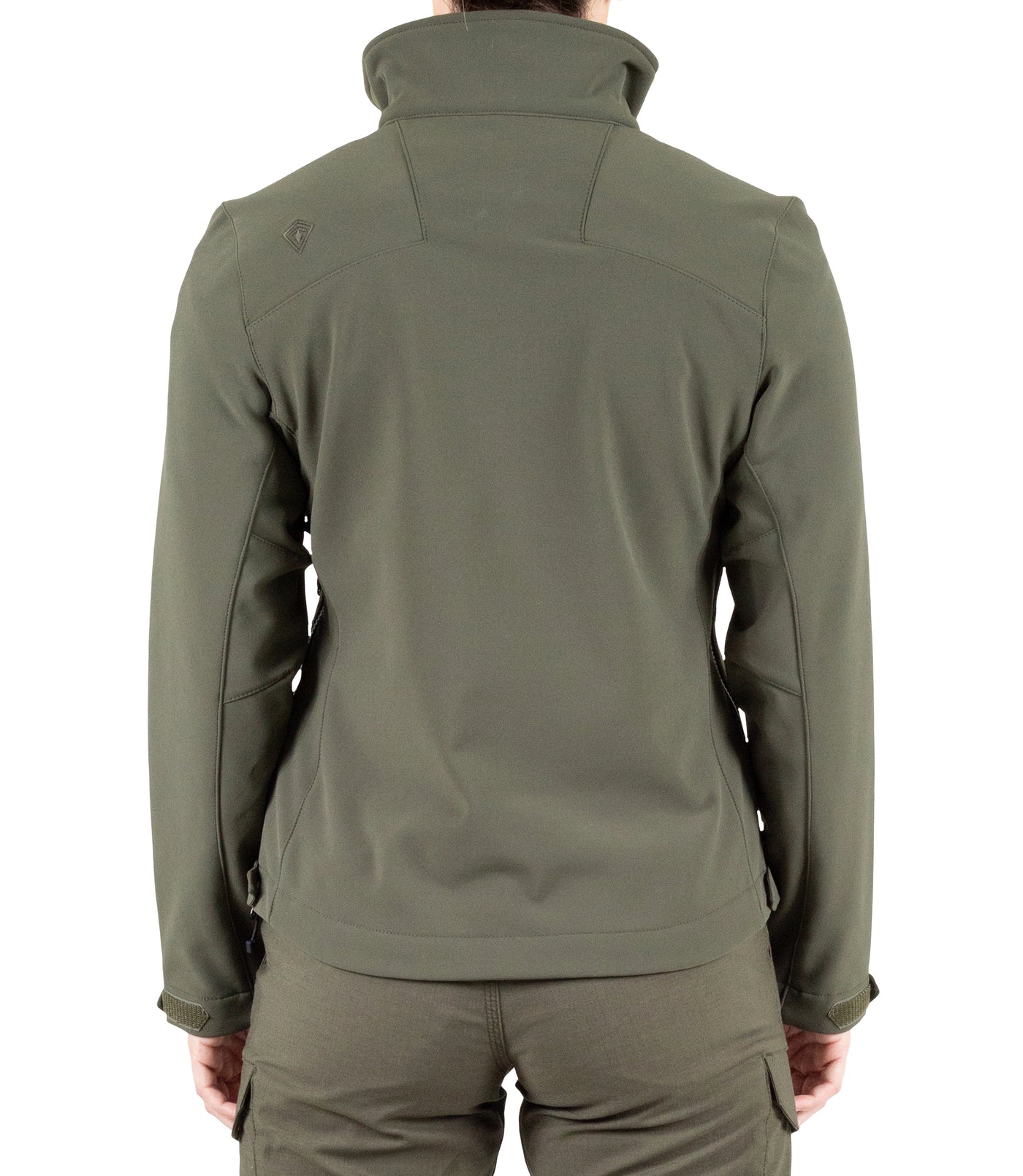 Back of Women’s Tactix Softshell Short Jacket in OD Green