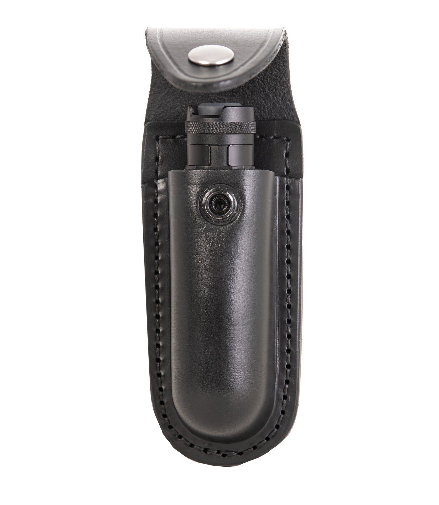 Open Front of Leather Light Pouch - Small in Black