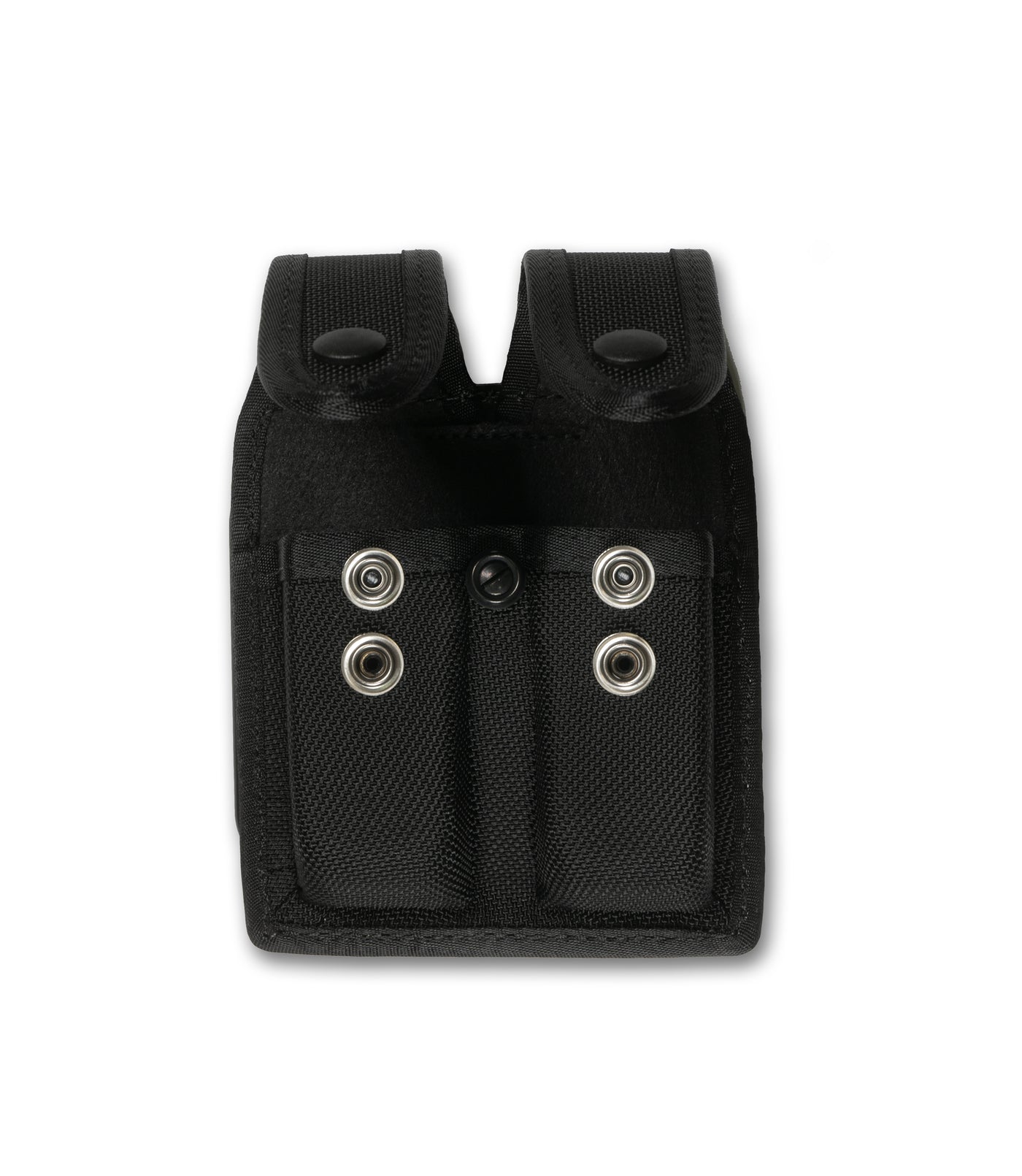 Open Front of Double Magazine Pouch in Black