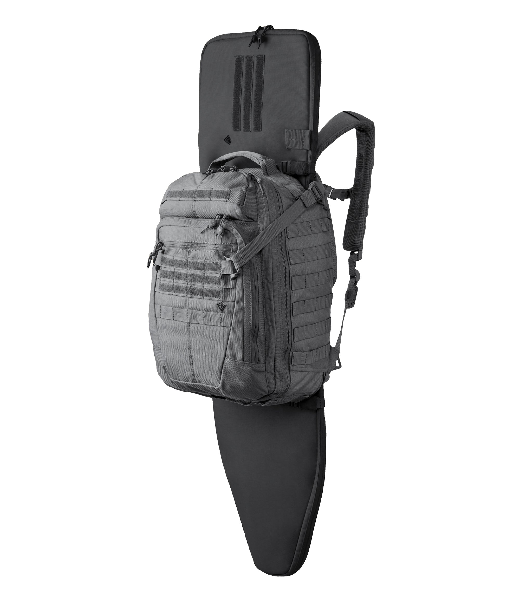 Front of Specialist 1-Day Backpack 36L in Wolf Grey with Rifle Sleeve |color_wolf grey