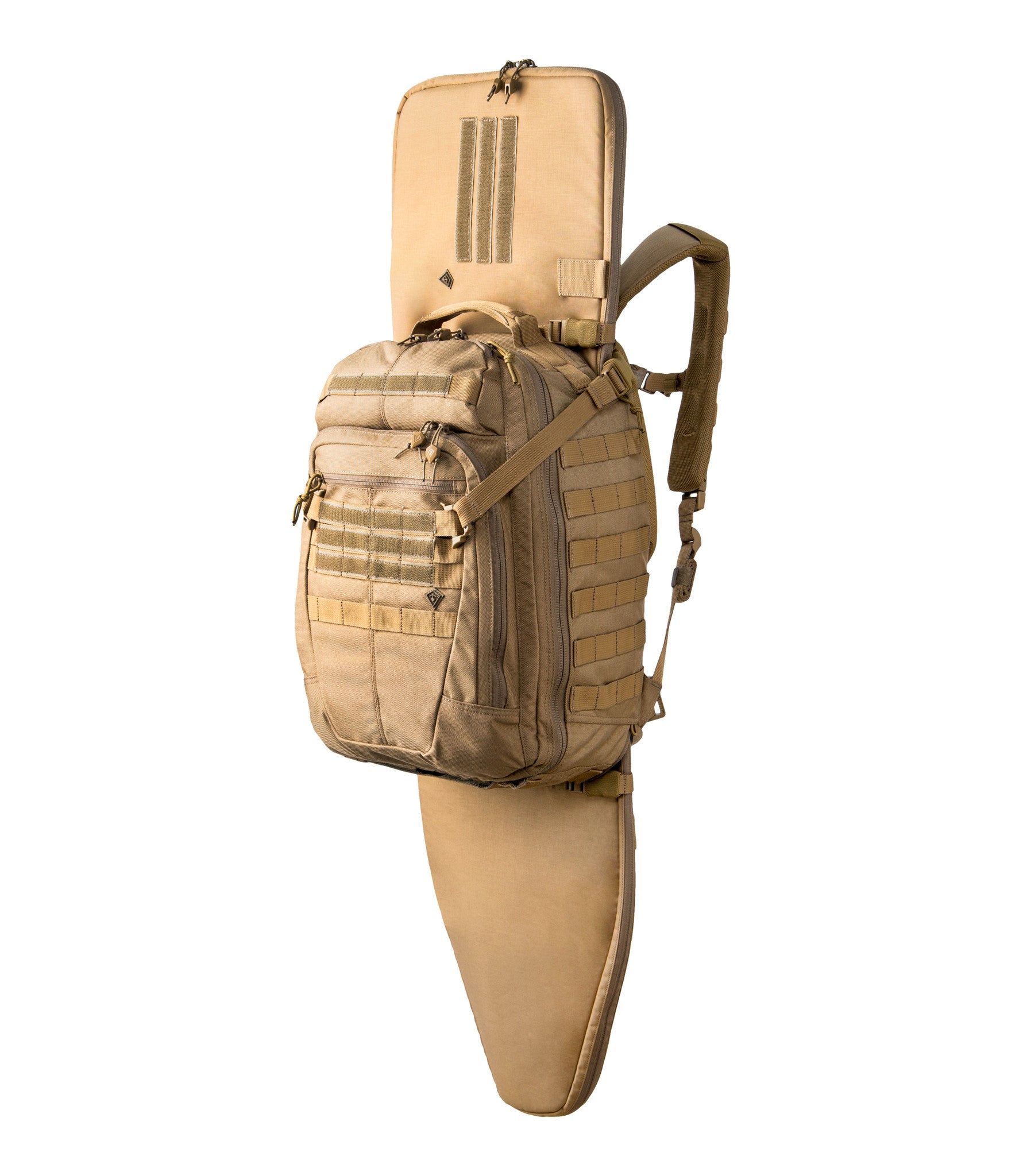 Front of Specialist 1-Day Backpack 36L in Coyote with Rifle Sleeve |color_coyote