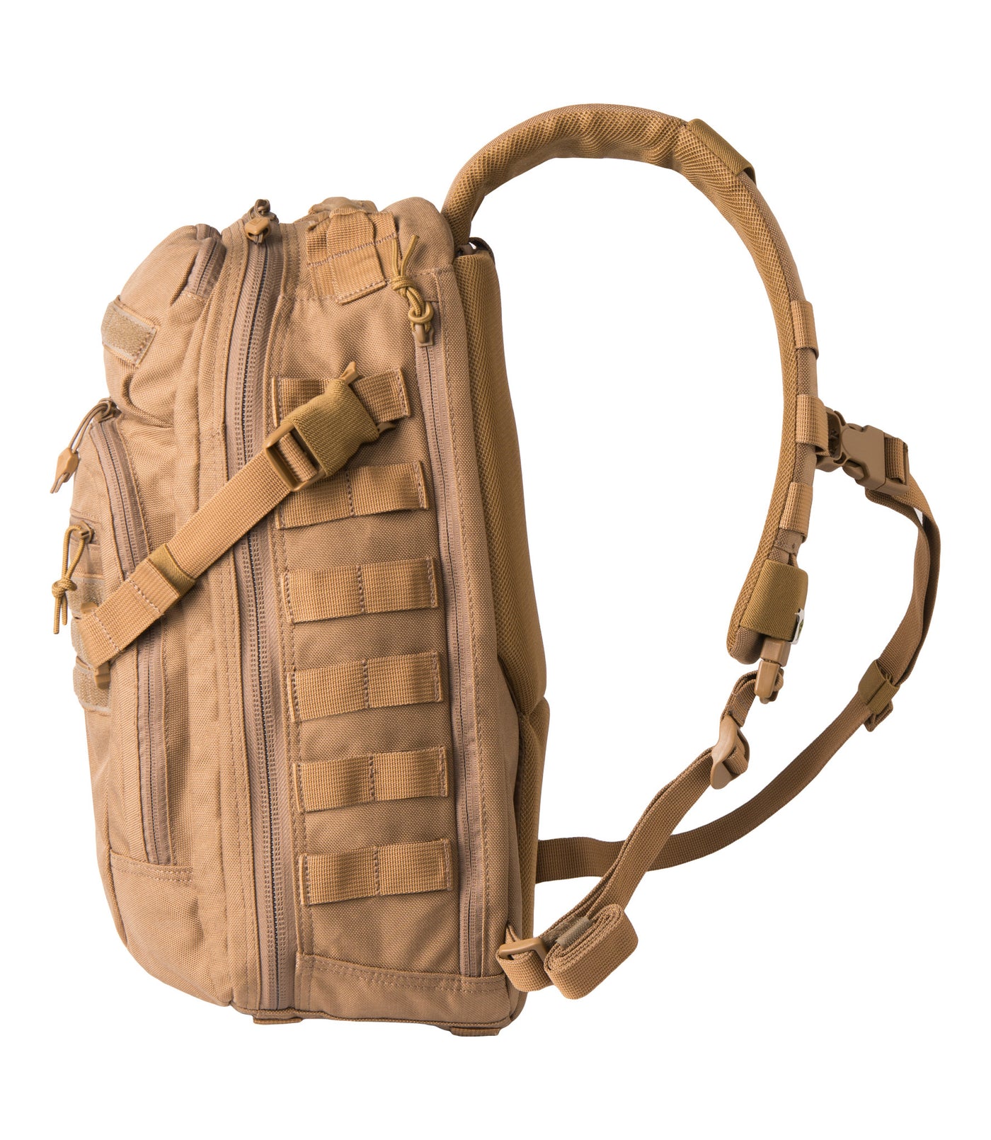 Side of Crosshatch Sling Pack 19L in Coyote