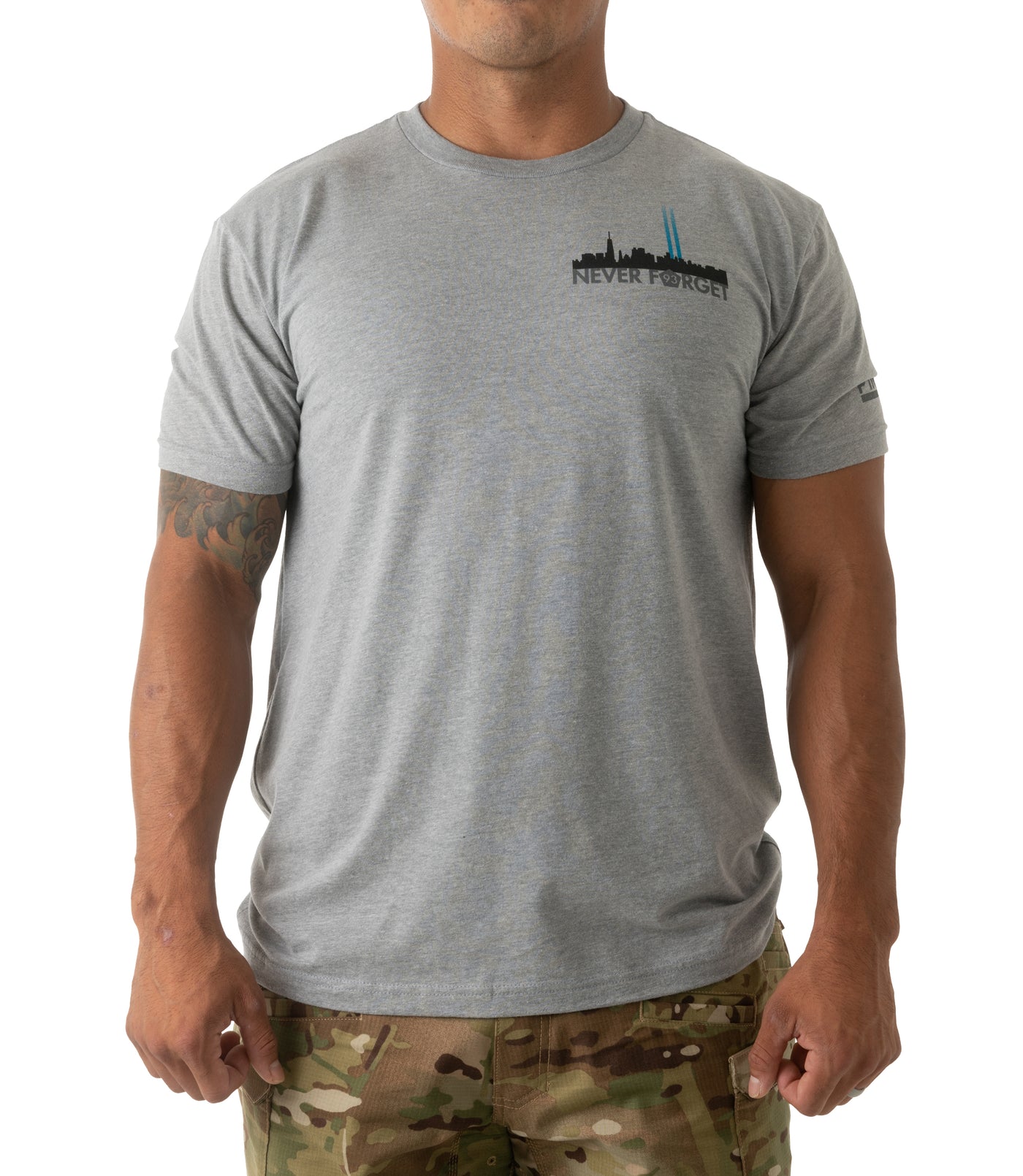 Front of Freedom Tower T-Shirt in Heather Grey
