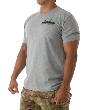 Side of Freedom Tower T-Shirt in Heather Grey