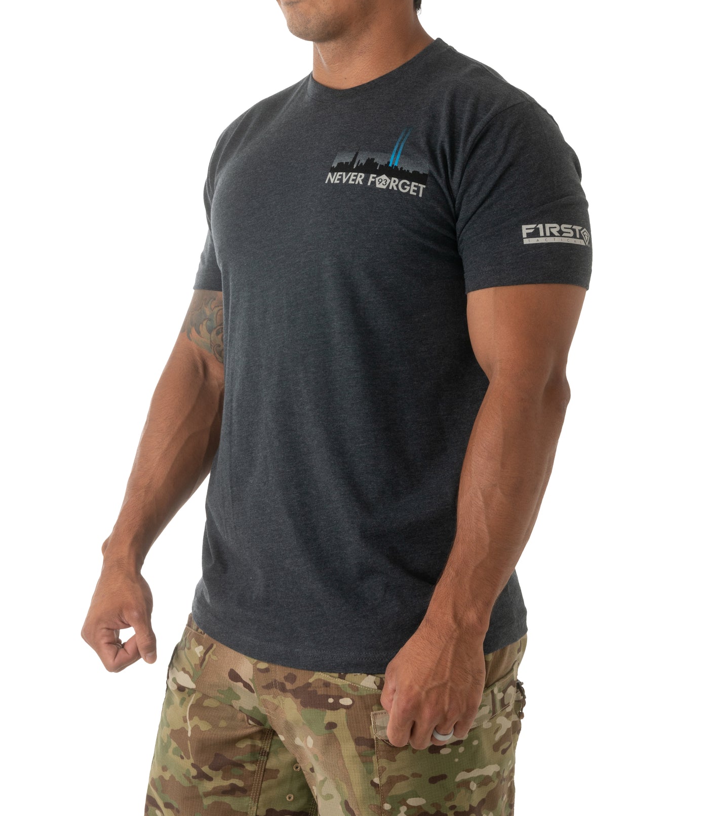 Front of Freedom Tower T-Shirt in Charcoal