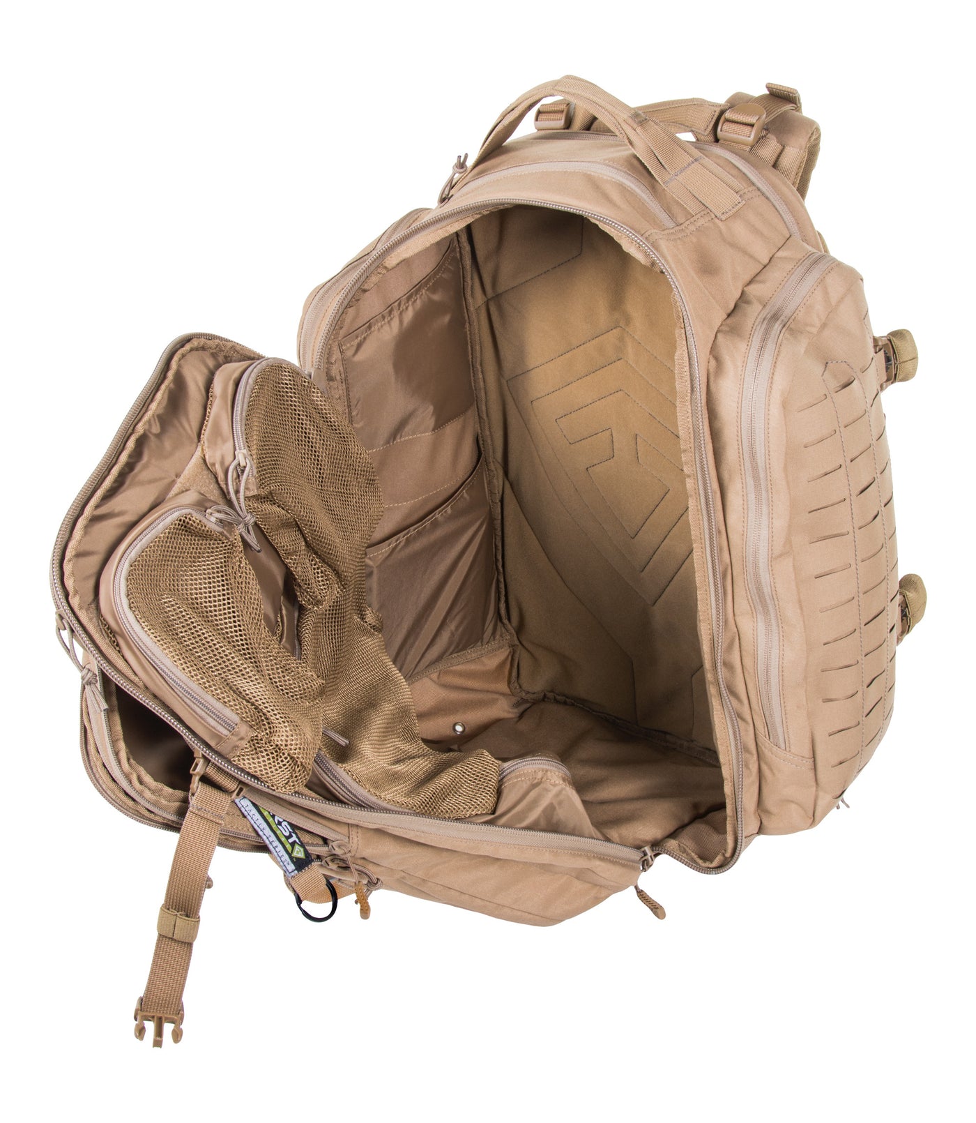 Open Front of Tactix 3-Day Plus Backpack 62L in Coyote
