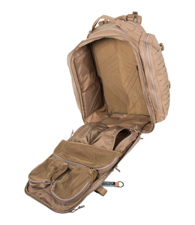 Open Front of Tactix 3-Day Plus Backpack 62L in Coyote