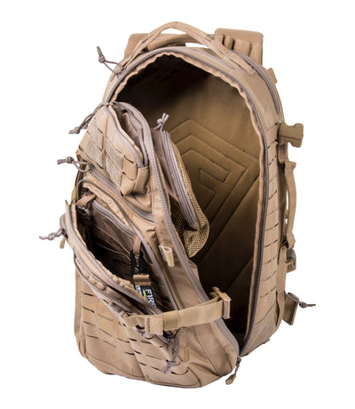 Open Front of Tactix Half-Day Plus Backpack 27L in Coyote