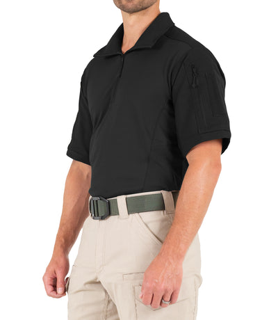 Side of Men's Defender Short Sleeve Shirt in Black