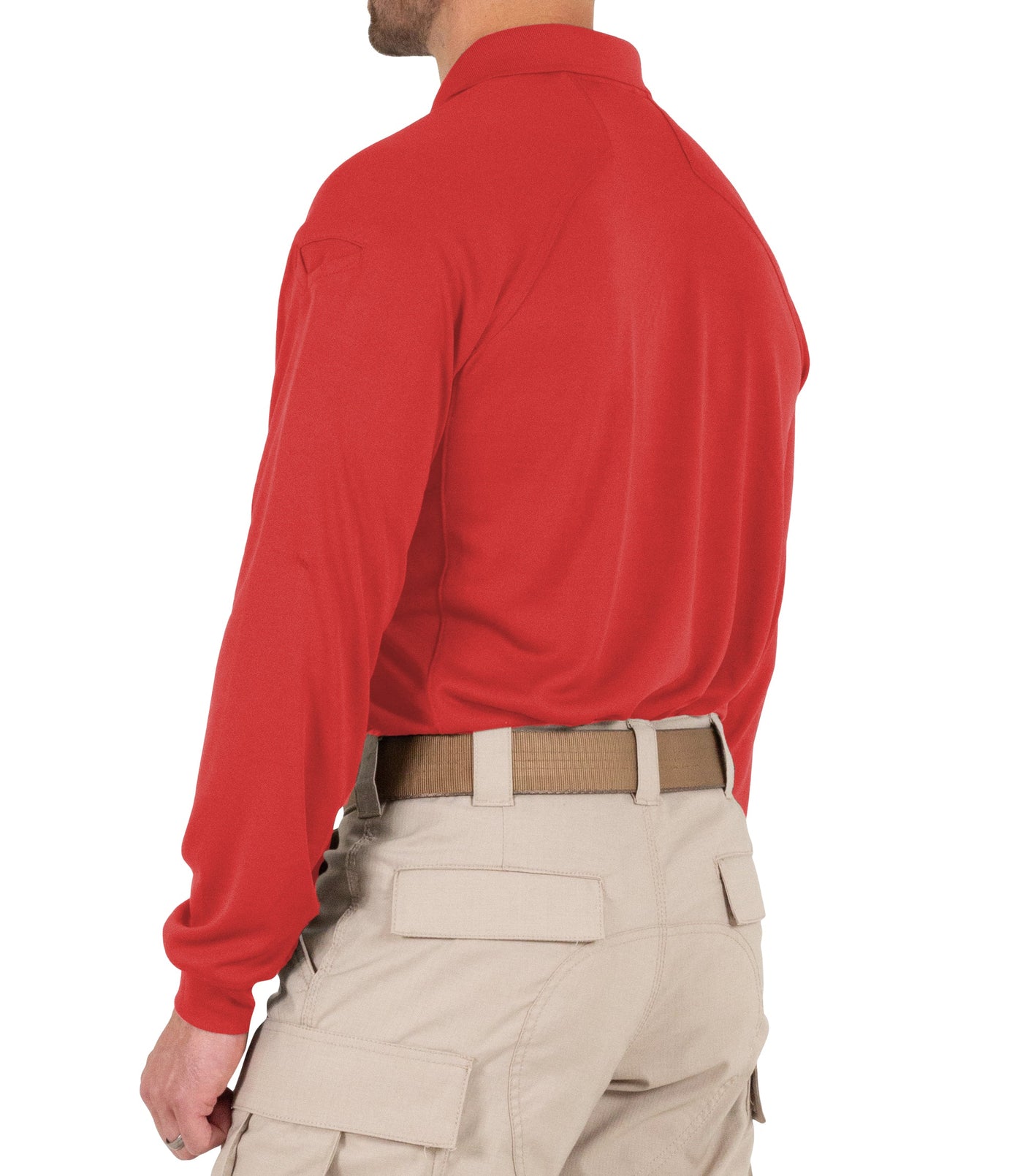 Side of Men's Performance Long Sleeve Polo in Red
