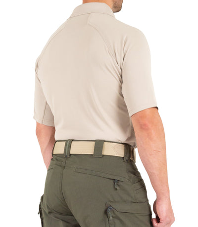 Side of Men's Performance Short Sleeve Polo in Khaki