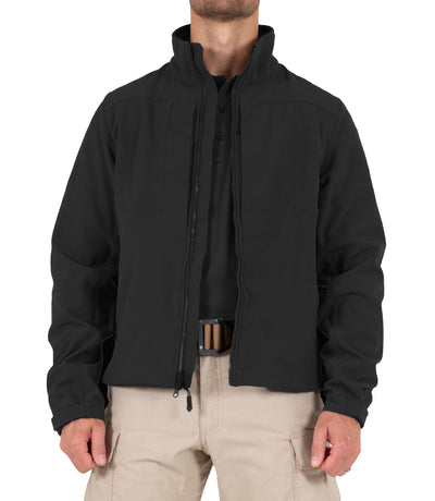 Front of Men's Tactix Softshell Jacket in Black Unzipped 