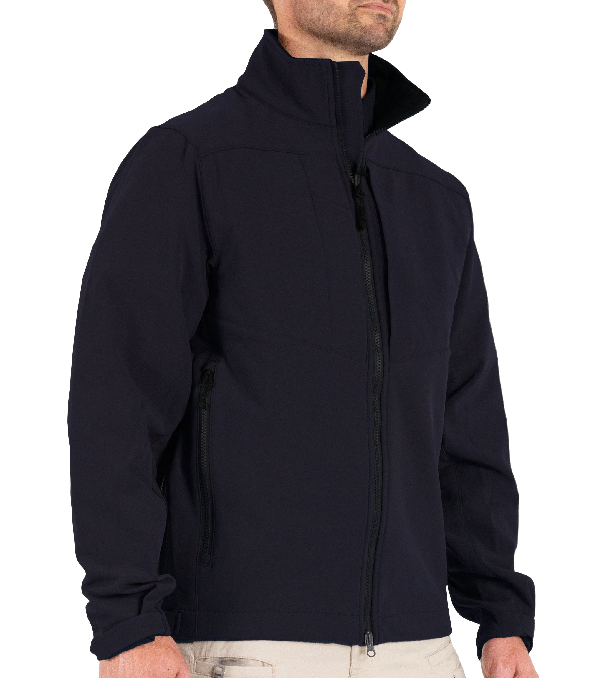 Side of Men’s Tactix Softshell Jacket (Parka Length) in Midnight Navy |color_midnight navy
