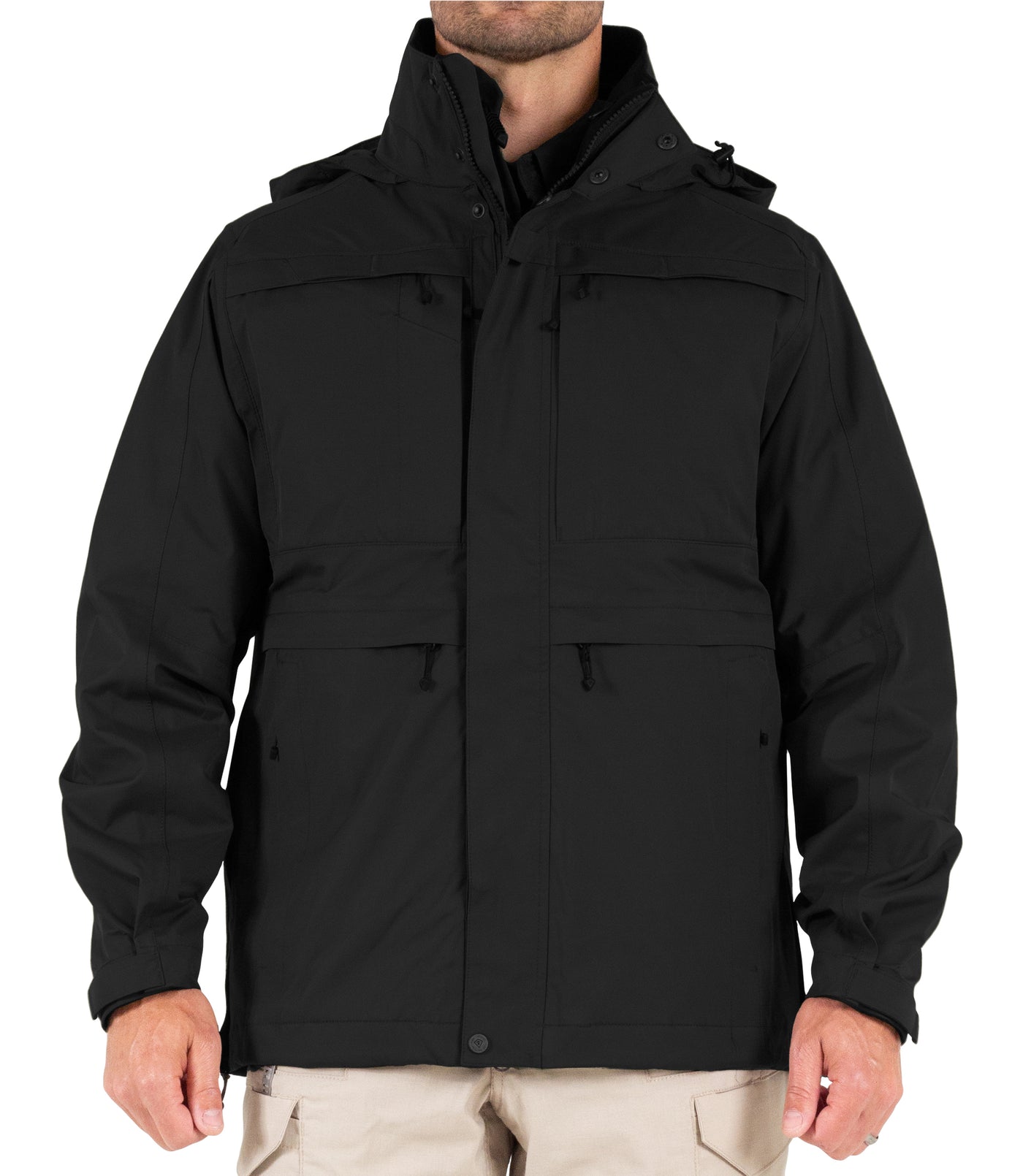 Front View of Men’s Tactix System Parka in Black