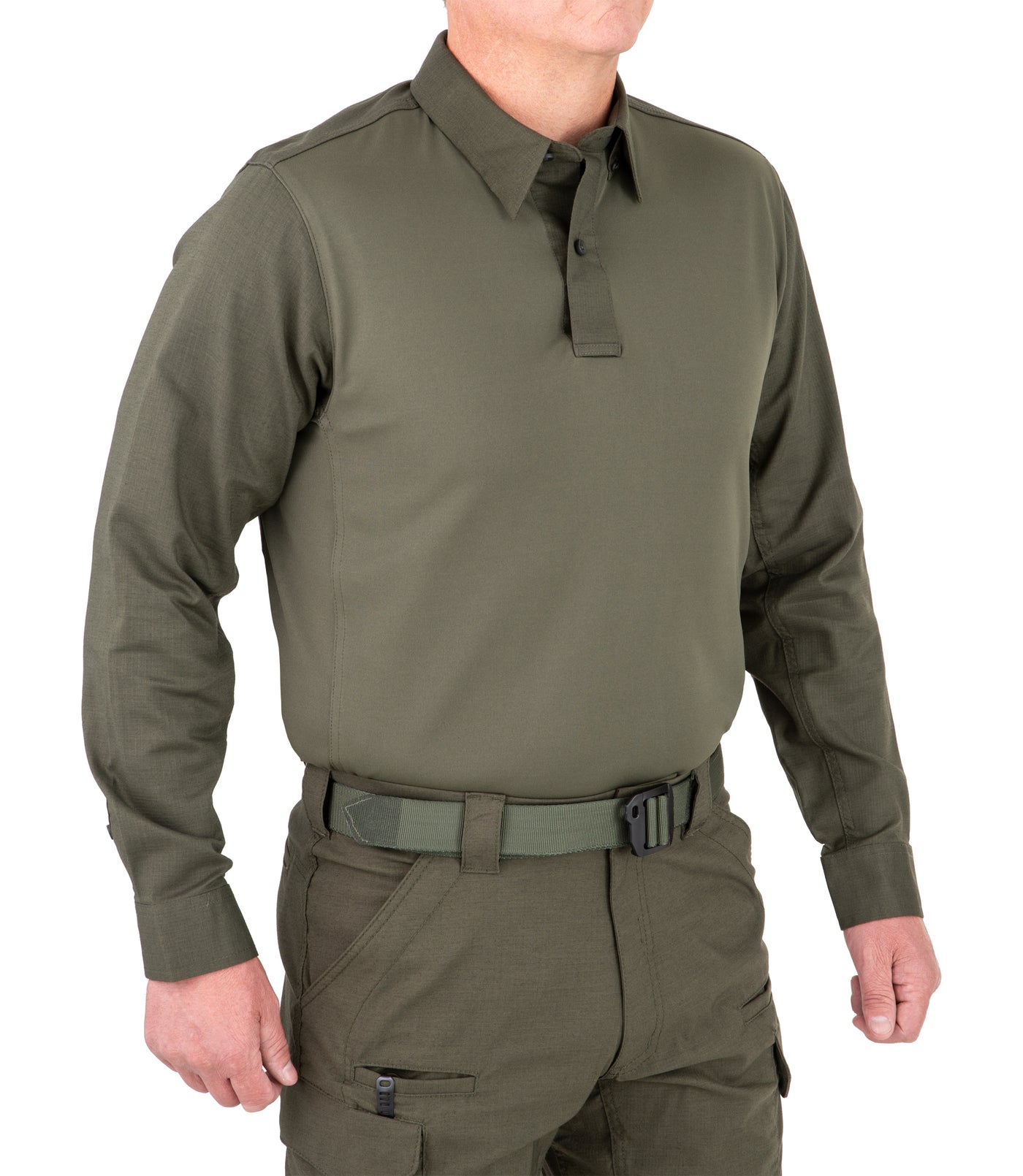 Side of Men's V2 Pro Performance Shirt in OD Green