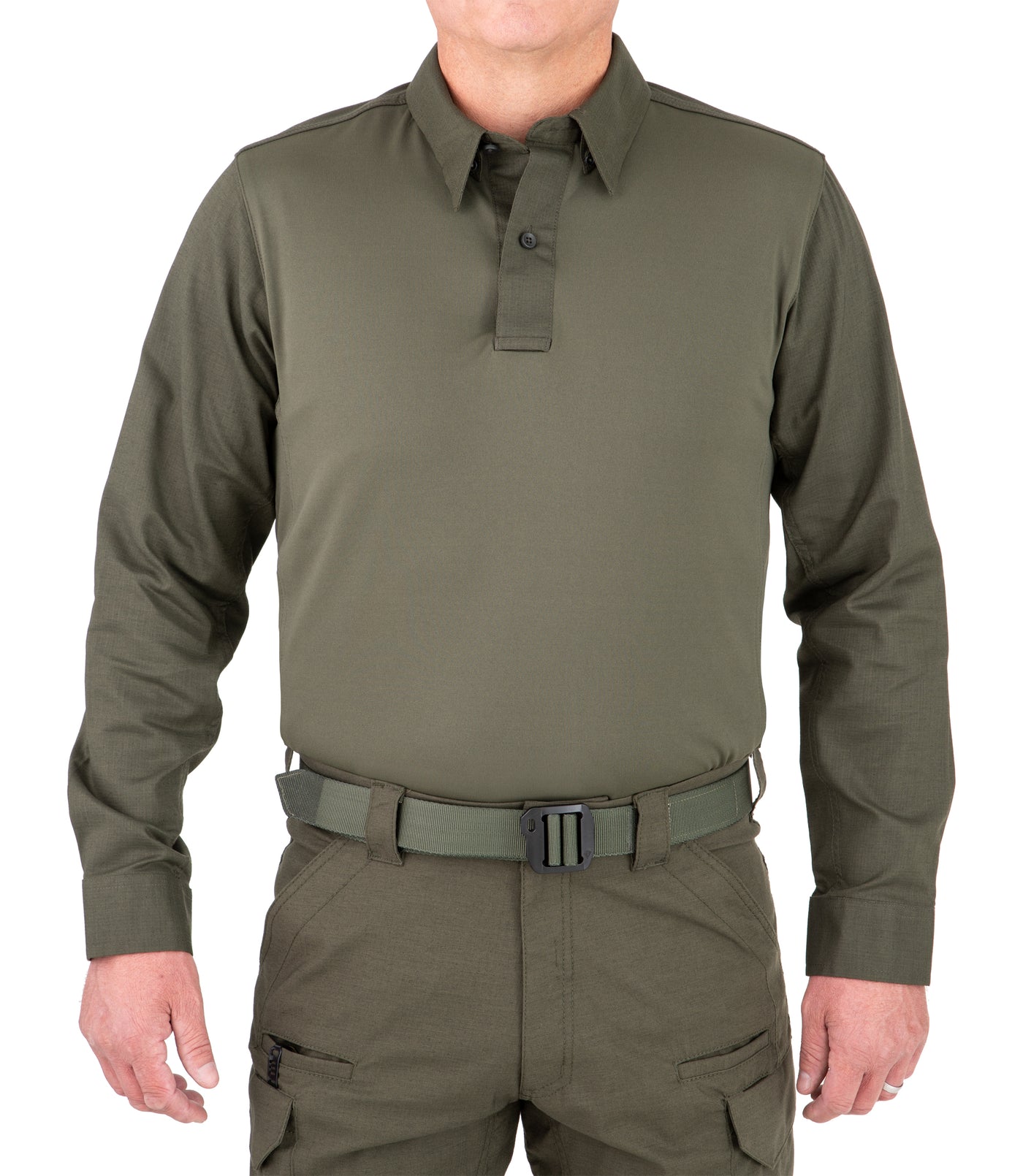 Front of Men's V2 Pro Performance Shirt in OD Green