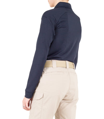 Side of Women's Performance Long Sleeve Polo in Midnight Navy