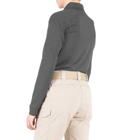 Side of Women's Performance Long Sleeve Polo in Wolf Grey